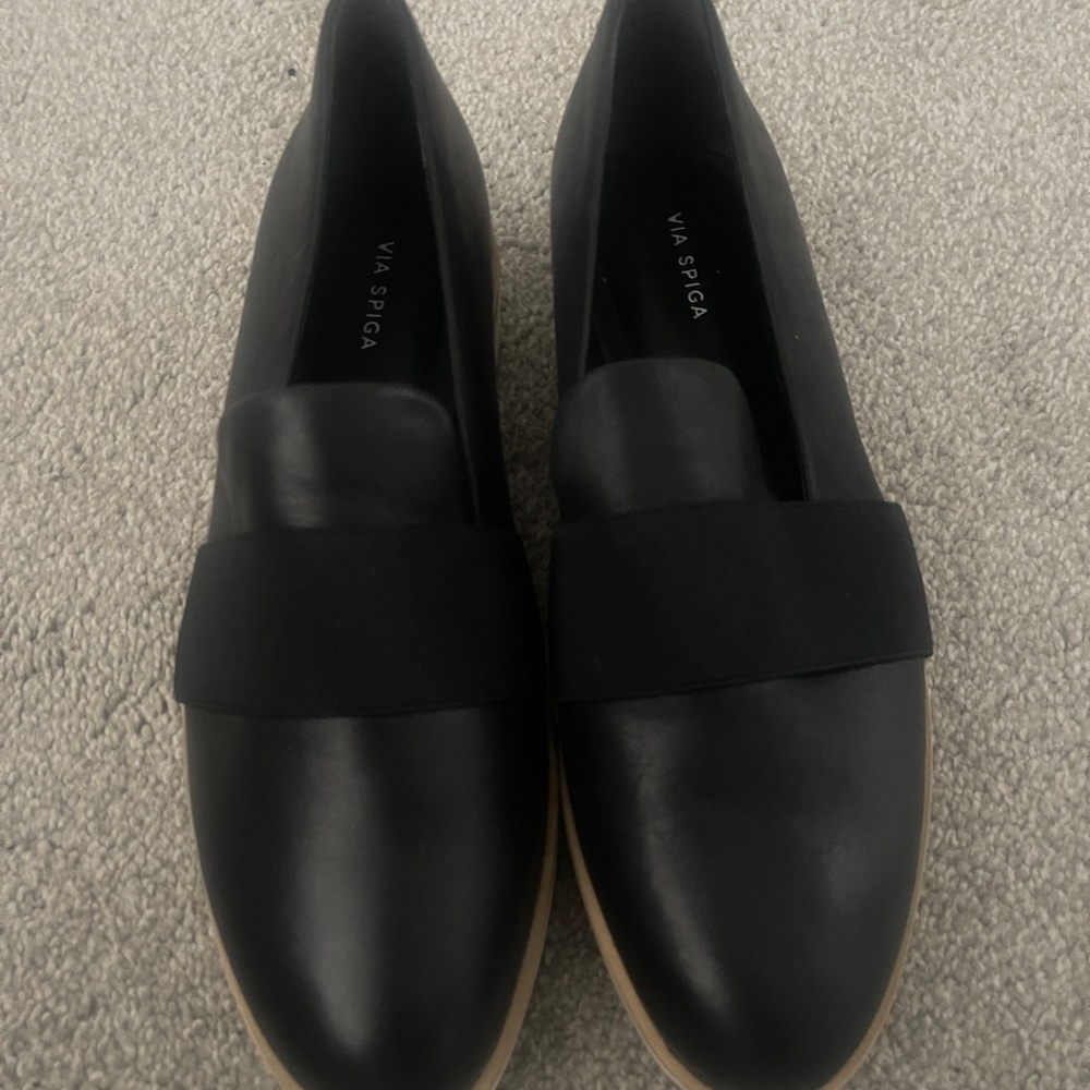 VIA SPIGA | NEW!!! Black Leather & Fabric Sneakers Slip-On Casual Size 6